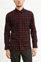 21 Men Men's  Red & Black Cotton Plaid Shirt
