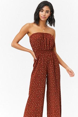 Forever21 Strapless Floral Print Jumpsuit