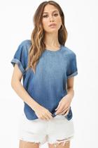 Forever21 Chambray Cuffed-sleeve Top
