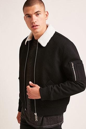 Forever21 Faux Shearling Collar Coat