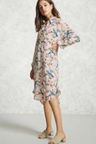 Forever21 Longline Floral Split-back Shirt