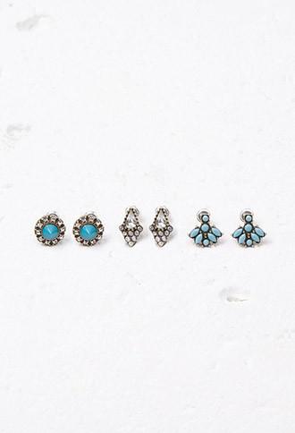 Forever21 Mixed Faux Stone Stud Set