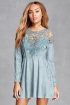 Forever21 Women's  Blue Selfie Leslie Crochet Dress