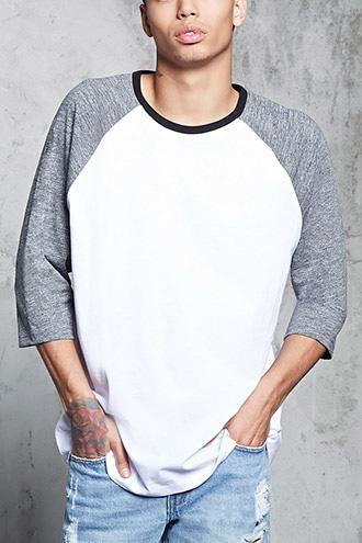 Forever21 Marled Sleeve Baseball Tee