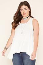 Forever21 Plus Women's  Cream Plus Size Burnout Trapeze Top