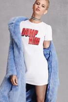 Forever21 Women's  White & Red Motel Graphic T-shirt Dress