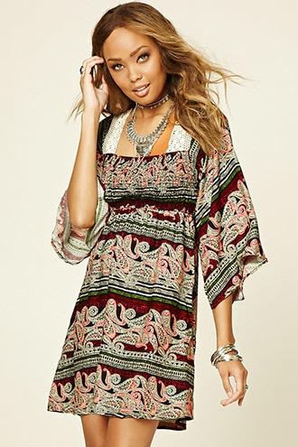 Forever21 Women's  Abstract Paisley Print Dress