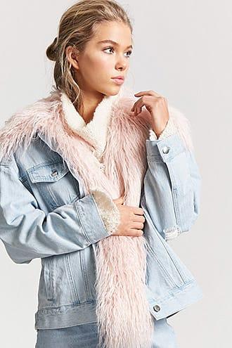 Forever21 Faux Fur-trim Denim Jacket