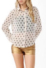 Forever21 Ikat Print Button Up