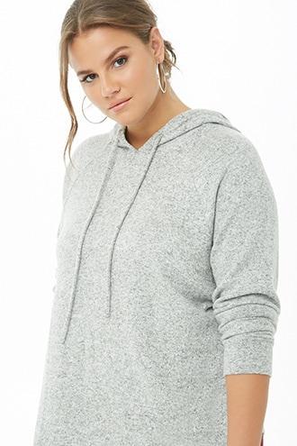 Forever21 Plus Size Marled Hooded Raglan Sweater
