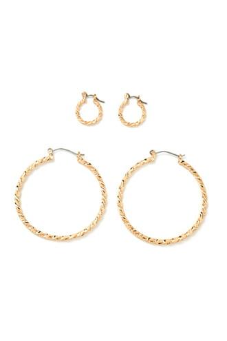 Forever21 Etched Spiral Hoop Set