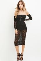 Forever21 Women's  Ornate Lace Off-the-shoulder Dress
