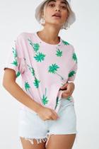 Forever21 French Terry Palm Tree Print Top