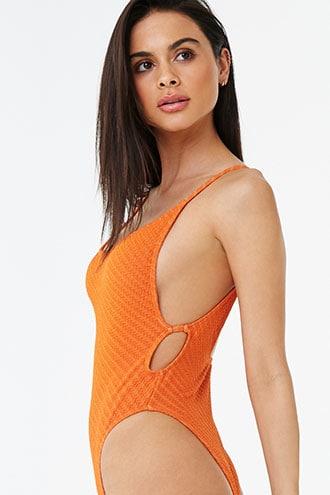 Forever21 Striped Textured One-piece Swimsuit