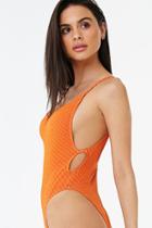 Forever21 Striped Textured One-piece Swimsuit