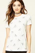 Forever21 Women's  Cat Print Knit Tee