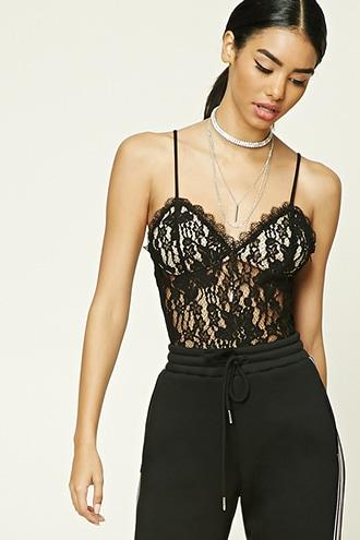 Forever21 Women's  Lace Cami Bodysuit