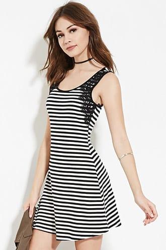 Forever21 Lace-trimmed Stripe Dress