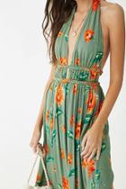 Forever21 Crinkled Floral Halter Maxi Dress