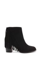 Forever21 Women's  Black Fringe Faux Suede Booties