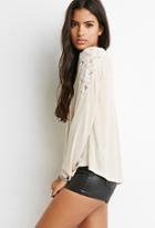 Forever21 Women's  Lace-paneled Slub Knit Top (taupe)