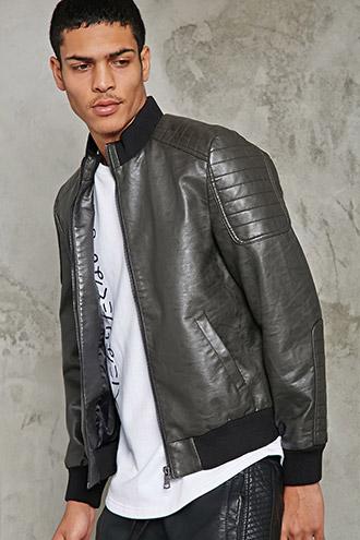 Forever21 Ribbed High-neck Bomber Jacket