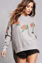 Forever21 Woven Heart Floral Sweater