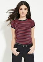 Forever21 Women's  Contrast Trim Striped Tee