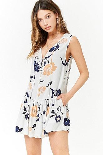Forever21 Floral Drop-waist Romper