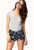 Forever21 Rose Print Cut Offs