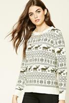 Forever21 Women's  Moose Fair Isle Sweater