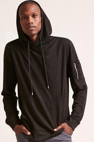 Forever21 Faux Suede Pullover Hoodie