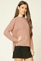 Forever21 Women's  Dusty Pink Cable-knit Sweater