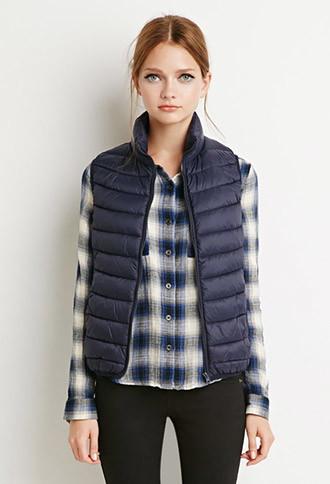 Forever21 Women's  Puffer Vest (navy)