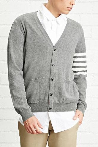 21 Men Men's  Stripe-sleeve Cardigan