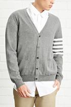 21 Men Men's  Stripe-sleeve Cardigan