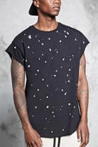 Forever21 Bleach Dye Curved Hem Tee