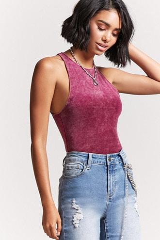 Forever21 Mineral Wash Fleece Bodysuit