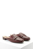 Forever21 Women's  Burgundy Faux Leather Loafer Mules