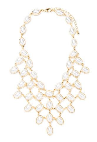Forever21 Faux Pearl Statement Necklace (gold/cream)