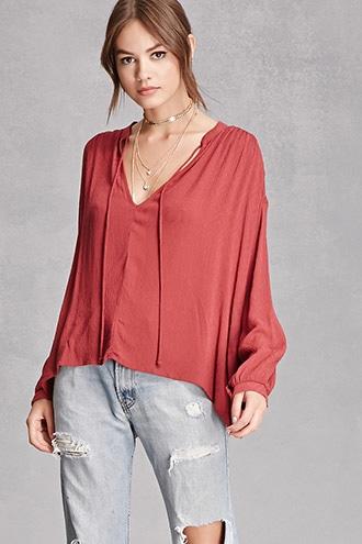 Forever21 Women's  Geo-patterned Self-tie Top