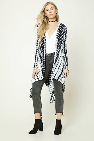 Forever21 Women's Abstract Print Hoodie Cardigan