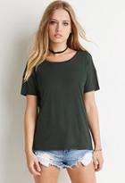 Forever21 Women's  Drop-sleeve Ribbed Tee (hunter Green)