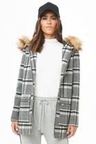 Forever21 Hooded Plaid Zip-front Jacket