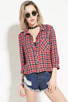 Forever21 Women's  Snap-buttoned Plaid Shirt