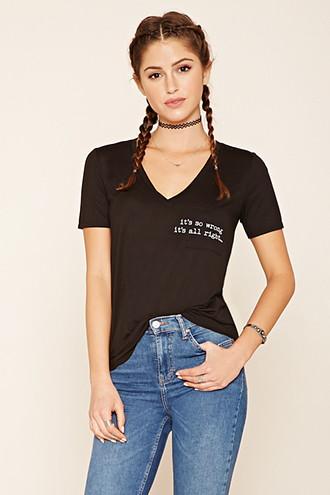 Forever21 Women's Black & White So Wrong All Right Graphic Tee