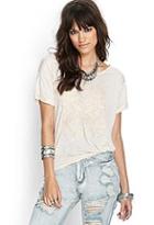 Forever21 Embroidered Rose Surplice Tee