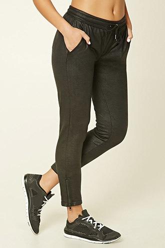 Forever21 Women's  Active Faux Leather Sweatpants