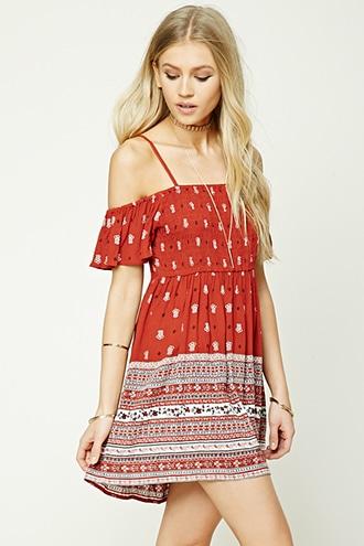 Forever21 Open-shoulder Ornate Dress