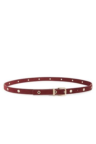 Forever21 Wine Grommet Faux Suede Belt